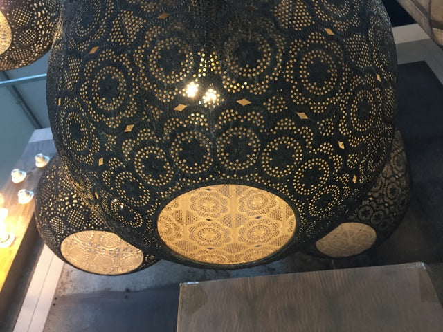 Pendelleuchte antik gold-braun, Hängeleuchte Oriental, orientalische Lampe, Durchmesser 41 cm