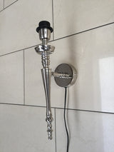 Wandlampe silber mit Lampenschirm weiß, Wandleuchte verchromt Landhaus Lampenschirm weiß