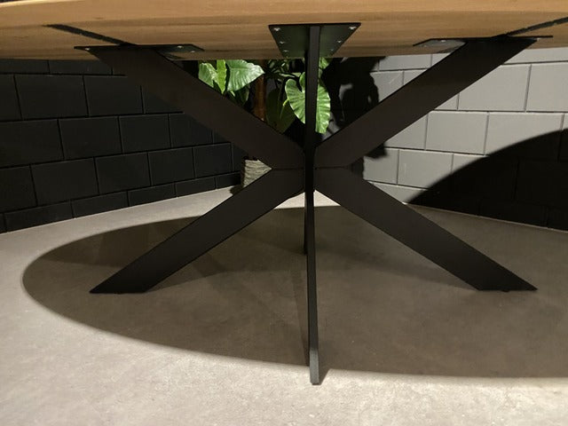 Ovaler Tisch mit Metallgestell, Esstisch oval, Tisch oval Eiche massiv Tischplatte,  Breite 200 cm