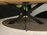 Ovaler Tisch mit Metallgestell, Esstisch oval, Tisch oval Eiche massiv Tischplatte,  Breite 200 cm
