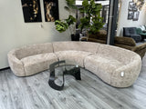 Sofa beige, Ecksofa abgerundet, Sofa L-Form, Breite 192-357 cm