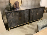 Sideboard schwarz, Anrichte schwarz-Gold, Sideboard Relieffront, Breite 200 cm