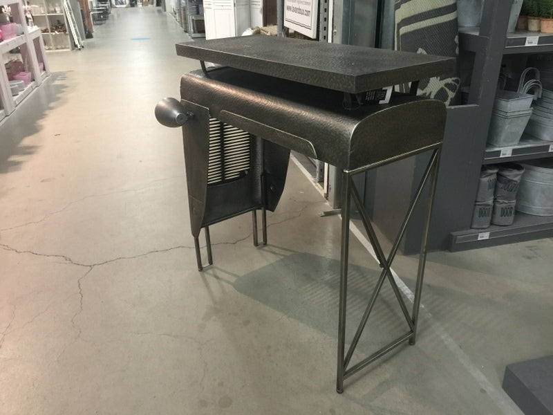 Traktortisch grau, Bartisch grau-silber Theke, , Bartisch im Industriedesign, Höhe 104 cm