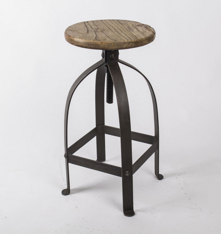 Barhocker im Industrielook aus Metall und  Massivholz, Hocker im Industriedesign, Sitzhöhe ca. 48-75 cm