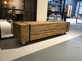 Couchtisch Massivholz, Tisch auf Rollen, Couchtisch auf Rollen,  Breite 160 cm