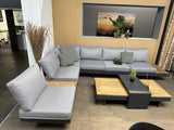 Garten Sofa mit 1 Couchtische Set, Lounge-Sofa grau, Eck-Gartensofa grau, Lounge grau, Breite 245 cm