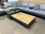 Garten Sofa mit 1 Couchtische Set, Lounge-Sofa grau, Eck-Gartensofa grau, Lounge grau, Breite 245 cm