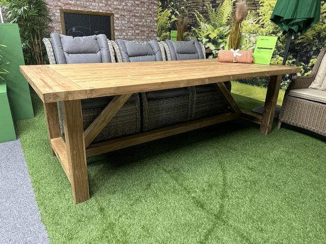 Gartenesstisch Massivholz, Esstisch Teak, Gartentisch Holz massiv, Länge 180 cm