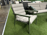 Gartensitzgruppe grün, Set 3 teiliges Loungeset grün, Gartensofa grau-grün, Gartensessel grün-grau