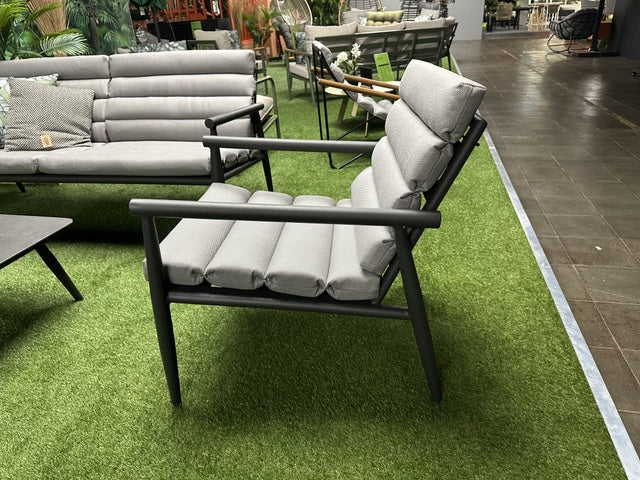 Gartensitzgruppe anthrazit, Set 4 teiliges Loungeset anthrazit, Gartensofa grau-anthrazit, Gartensessel anthrazit-grau, Gartencouchtisch anthrazit