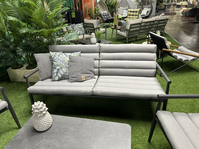 Gartensitzgruppe anthrazit, Set 4 teiliges Loungeset anthrazit, Gartensofa grau-anthrazit, Gartensessel anthrazit-grau, Gartencouchtisch anthrazit