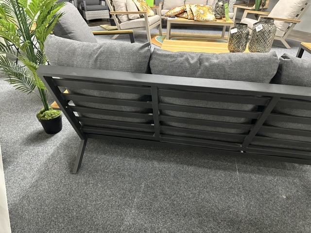 Set 5 teiliges Loungeset anthrazit,  Gartensofa anthrazit, Gartensessel anthrazit, Gartentisch weiß Aluminium, Loungeset anthrazit