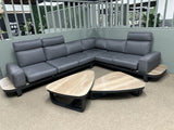 Set 3 teiliges Loungeset anthrazit, Gartensofa anthrazit, Gartentischcouchtisch Naturholz-Optik Aluminium, Garten-Loungesofa anthrazit