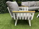 Set 4 teiliges Loungeset weiß, Gartensofa weiß-grau, Gartensessel weiß, Gartentischcouchtisch weiß Aluminium, Loungeset weiß