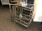 Servierwagen Glas Metall, Serviertisch silber-Glas, Trolley silber