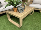 Set 4 teiliges Loungeset Holzoptik-taupe,  Garten Sitzgruppe beige, Gartensofa taupe-beige, Gartensessel beige, Gartentisch Aluminium Holzoptik