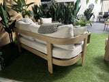 Set 4 teiliges Loungeset Holzoptik-taupe,  Garten Sitzgruppe beige, Gartensofa taupe-beige, Gartensessel beige, Gartentisch Aluminium Holzoptik