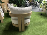 Set 4 teiliges Loungeset Holzoptik-taupe,  Garten Sitzgruppe beige, Gartensofa taupe-beige, Gartensessel beige, Gartentisch Aluminium Holzoptik