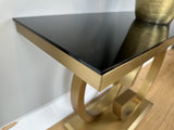 Konsole schwarz-Gold, Wandtisch Gold Glas,  Breite 120 cm