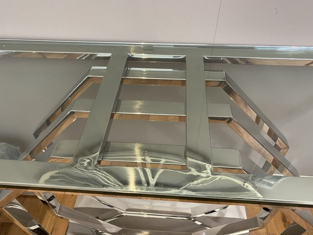 Konsole Silber, Glas-Konsole verchromt, Breite 120 cm
