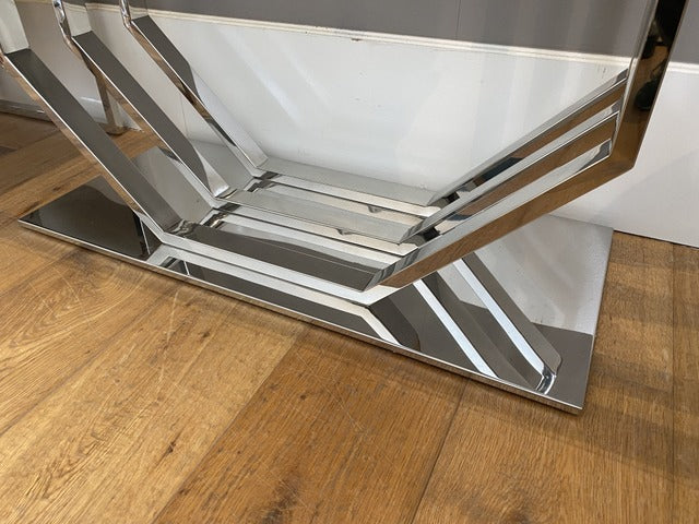 Konsole Silber, Glas-Konsole verchromt, Breite 120 cm