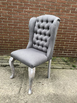 Stuhl grau gepolstert in verschiedenen Farben, Stuhl mit Ring chesterfield