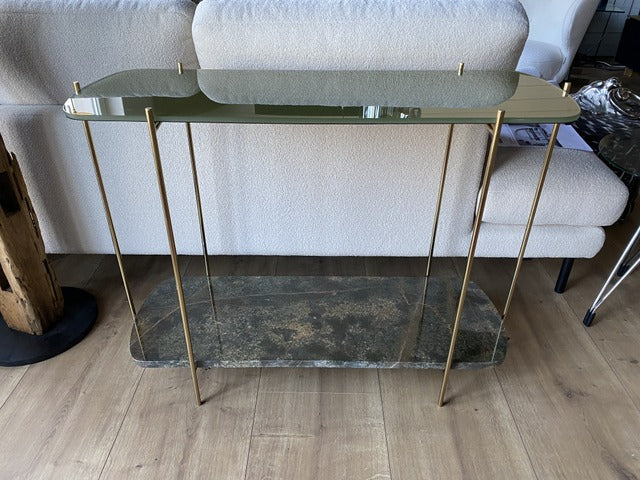 Ovale Konsole, Konsole Gold, Konsolentisch Gold, Wandtisch Gold, Breite 103 cm