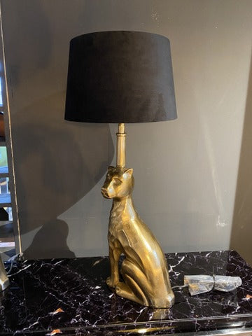 Tischlampe gold/schwarz, Tischleuchte schwarz/gold, Tischlampe Katze, Höhe 70 cm