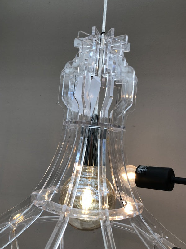 Pendelleuchte Acrylglas, Hängelampe transparent, Pendellampe Acrylglas, Durchmesser 40 cm