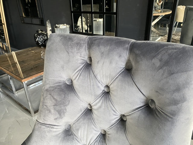 Stuhl grau, gepolsterter Stuhl grau, Stuhl Chesterfield gepolstert