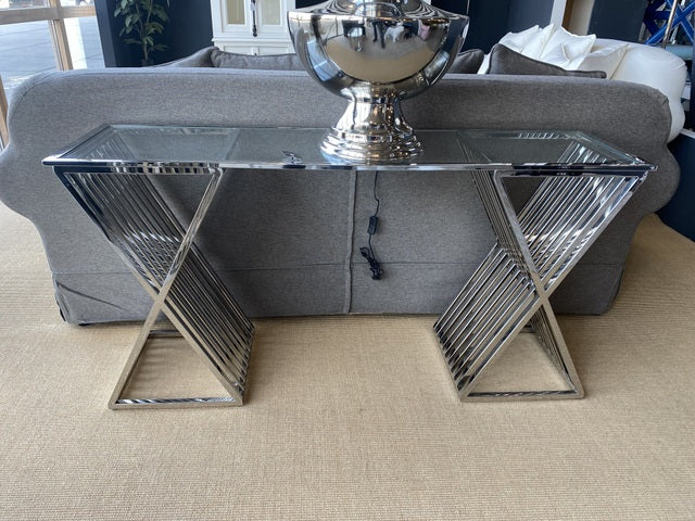Konsole Silber, Wandtisch Silber, Konsole Metall Silber,  Breite 150 cm