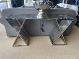Konsole Silber, Wandtisch Silber, Konsole Metall Silber,  Breite 150 cm