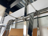 Bücherregal Silber, Regal Glas Metall verchromt, Bücherregal Glas, Breite 223 cm