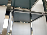 Regal Silber, Bücherregal Silber, Glas-Regal Metall Gestell Silber, Metallregal Silber, Breite 120 cm