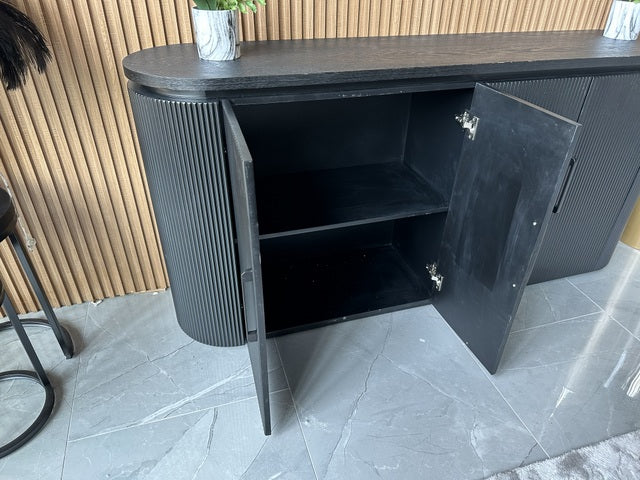 Sideboard schwarz oval, Anrichte oval schwarz,  Länge 180 cm