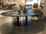 Ovaler Esstisch schwarz Eiche, schwarzer Tisch oval Eiche massiv, Konferenztisch schwarz Eiche, Breite 240 cm