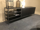 Sideboard schwarz, Anrichte schwarz, Sideboard Metall Holz schwarz, Breite 220 cm