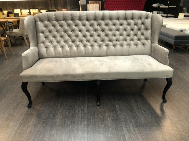 Bank Chesterfield, Sitzbank Chesterfield, Bank Silber-Grau, Breite 180 cm