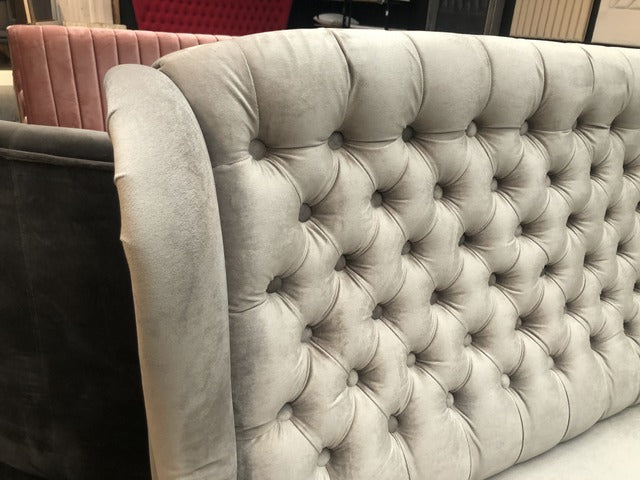 Bank Chesterfield, Sitzbank Chesterfield, Bank Silber-Grau, Breite 180 cm