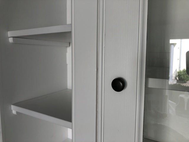 Vitrinenschrank weiß, Geschirrschrank grau Landhausstil, Vitrine weiß Landhaus, Buffetschrank weiß,  Breite 190 cm
