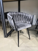 Stuhl grau, Stuhl mit Armlehne grau