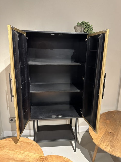 Schrank schwarz, Wohnzimmerschrank Gold-schwarz, Kleiderschrank Gold, Breite  70 cm