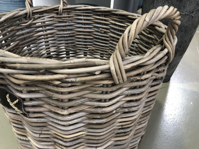 Kaminholzkorb Rattan, Kaminholzkorb auf Rädern, Durchmesser 65 cm