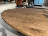 Tisch oval Industriedesign, ovaler Esstisch Holz Tischplatte, Tisch Metallgestell schwarz, Breite 240 cm