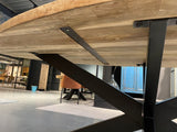 Tisch oval Industriedesign, ovaler Esstisch Holz Tischplatte, Tisch Metallgestell schwarz, Breite 240 cm