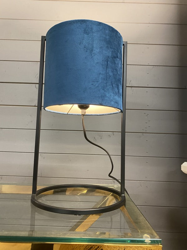 Tischlampe blau Lampenschirm, Tischleuchte schwarz-blau, Tischlampe Lampenschirm blau, Höhe 45 cm