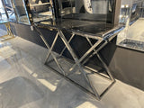 Konsole Silber, Glas Konsole verchromt, Sideboard Silber Glas Metall, Breite 120 cm