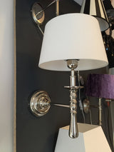 Wandleuchte verchromt, Farbe silber weiß, Wandlampe mit Lampenschirm weiß