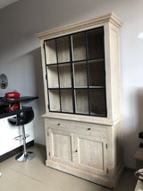 Vitrine Landhaus, Geschirrschrank Massivholz Landhausstil,  Küchenschrank Landhaus, Breite 130 cm