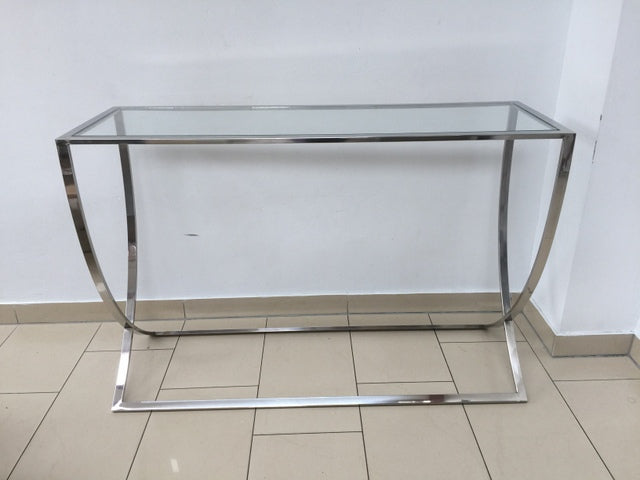 Konsole Silber Glas-Metall verchromt, Wandtisch verchromt Glas, Maße 120x40 cm
